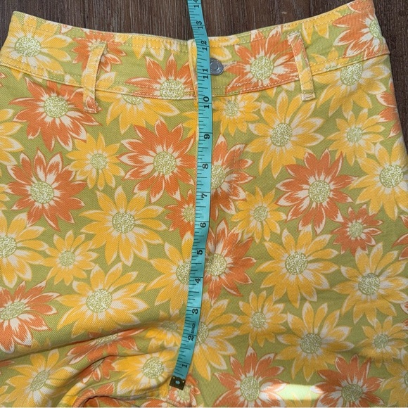Zara Wide Leg Jeans High Rise Marine daisy Floral 70s Yellow - Picture 6 of 12
